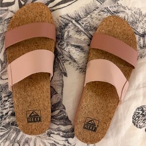 Reef Cork Sandals with Dual Pink Straps